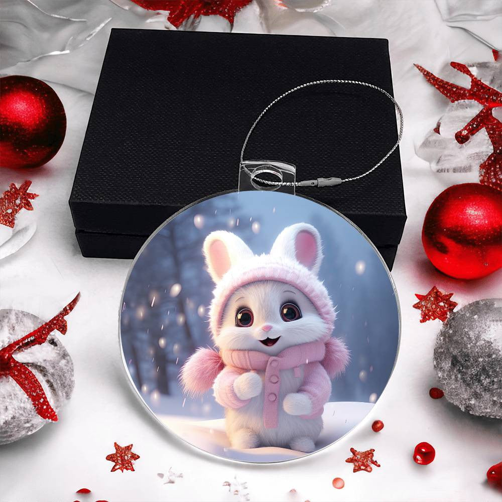 Bunny Acrylic Christmas Ornament-[Heartfelt Family Gift]