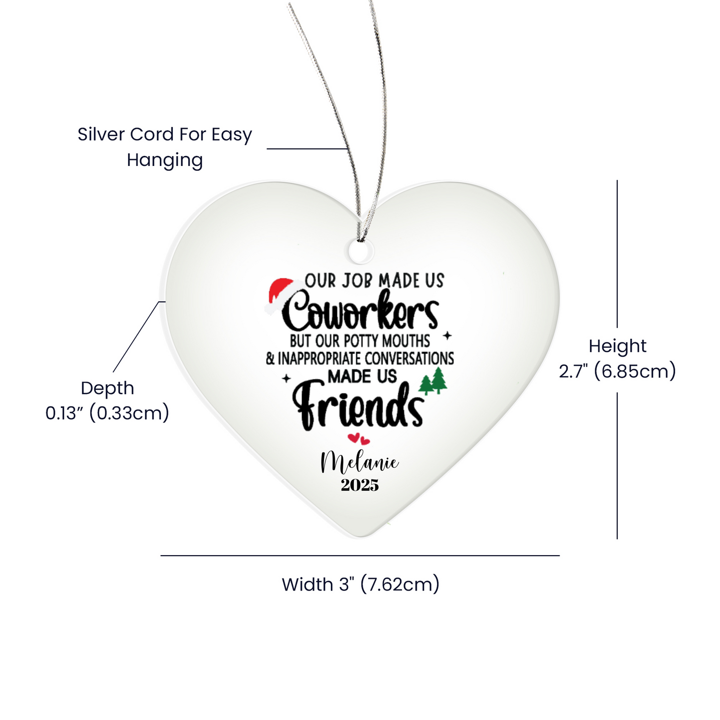 Coworker Acrylic Heart or Round Ornament