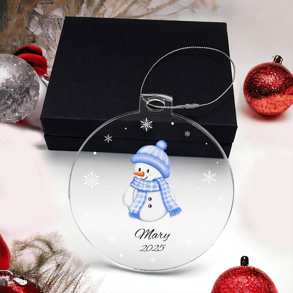blue snowman christmas tree ornament Acrylic Ornament Plaque