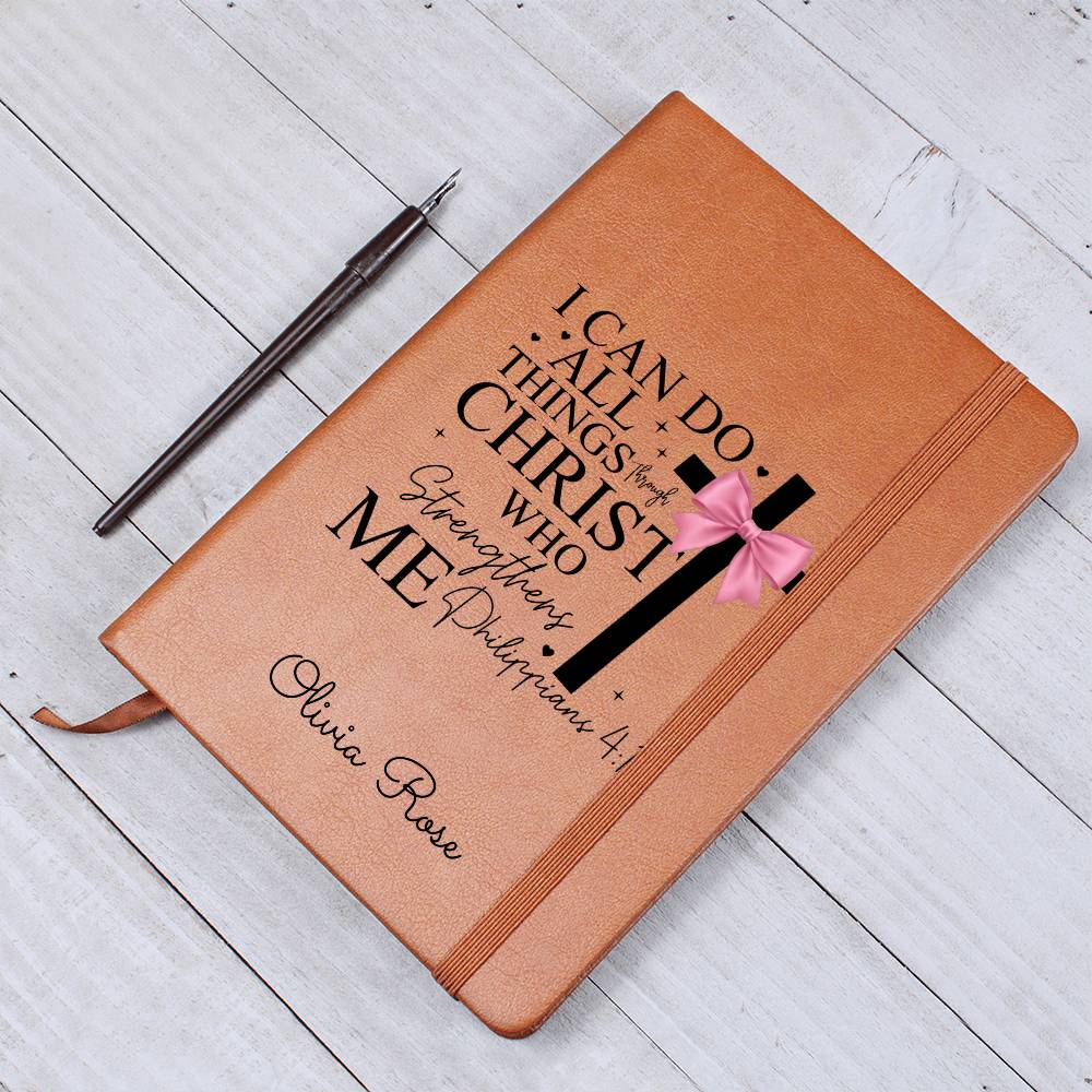 Personalized Pray Journal Bible Verse Journal, Philippians 4:13, Christian Gift for Women, Custom Name Scripture Keepsake
