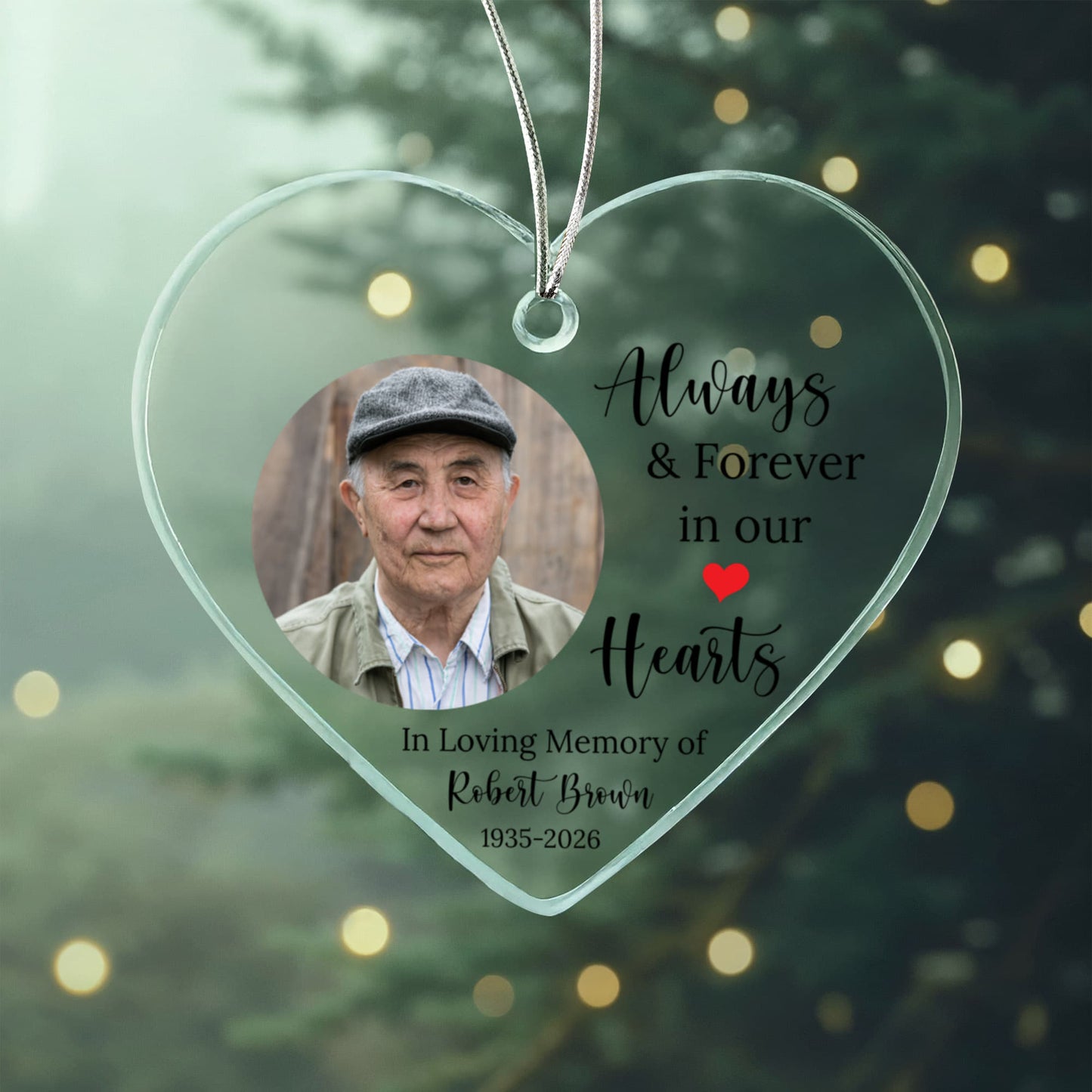 Memorial Photo Acrylic Heart Ornament