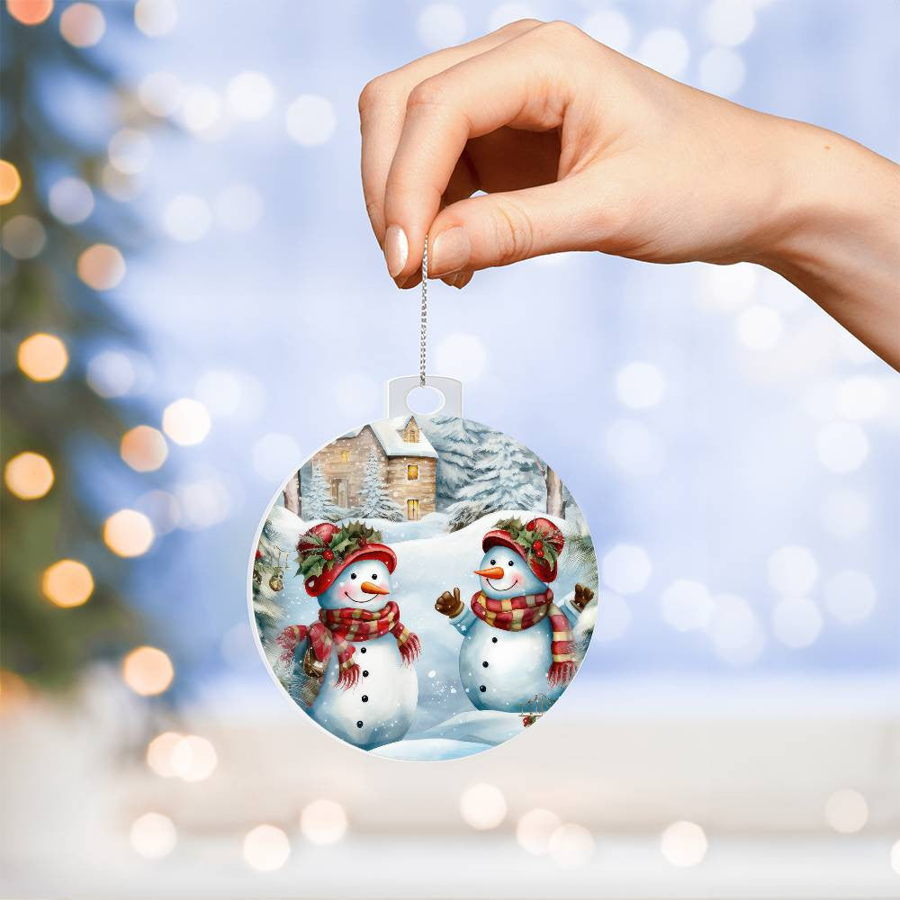 Snowmen Acrylic Christmas Ornament-[Heartfelt Family Gift]