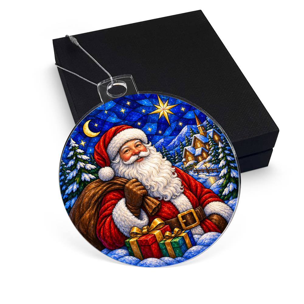 Santa Stained Glass Ornament