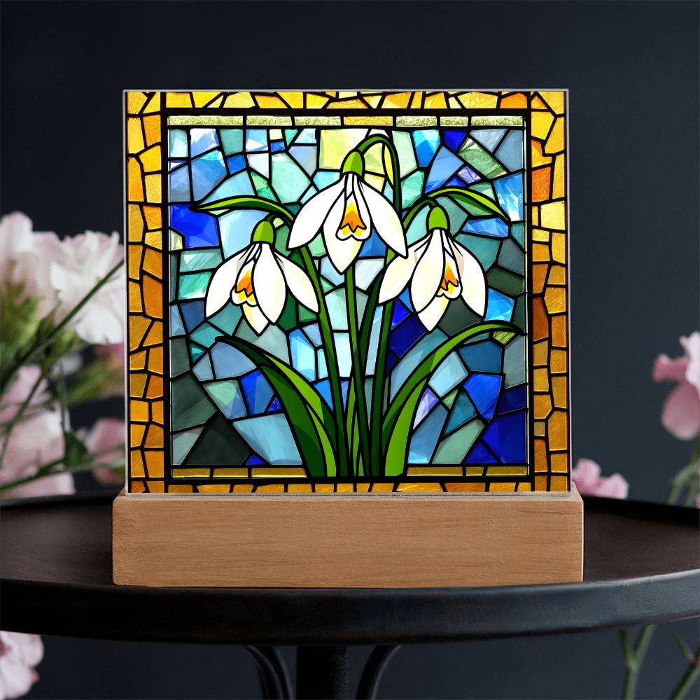 Snowdrop Acrylic Plaque Table Light