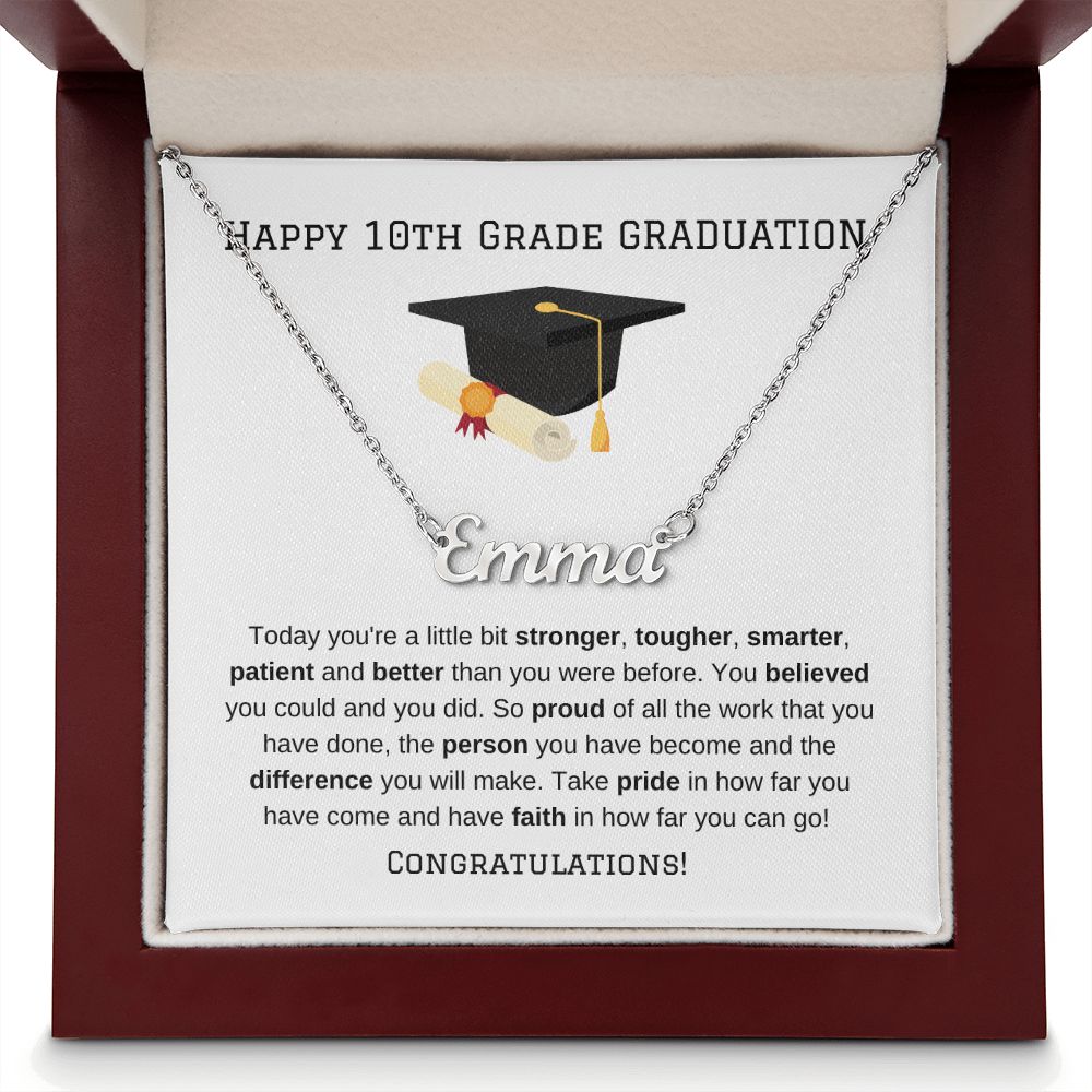 10th Grade Graduation Name Necklace Gift-[Heartfelt Family Gift]