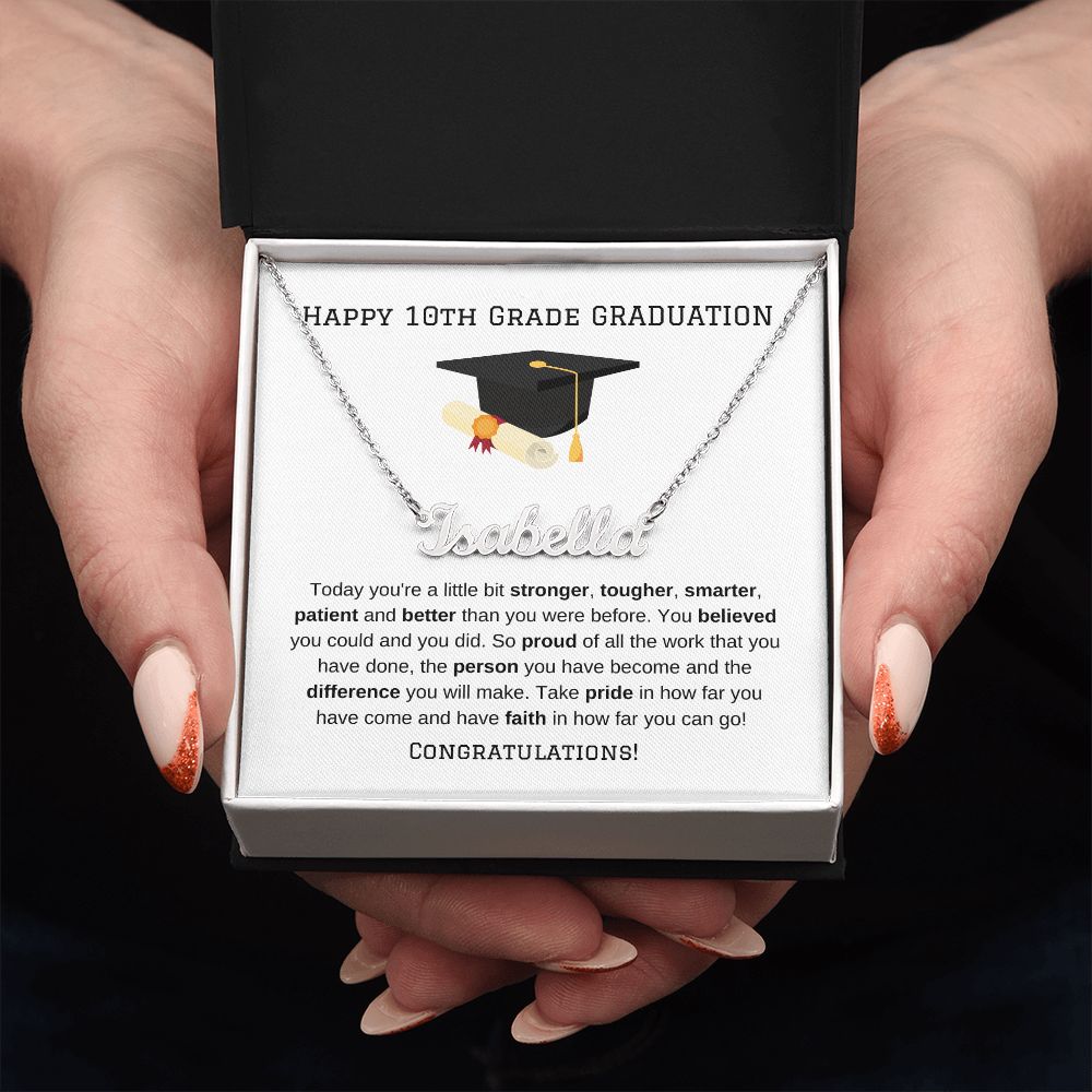 10th Grade Graduation Name Necklace Gift-[Heartfelt Family Gift]