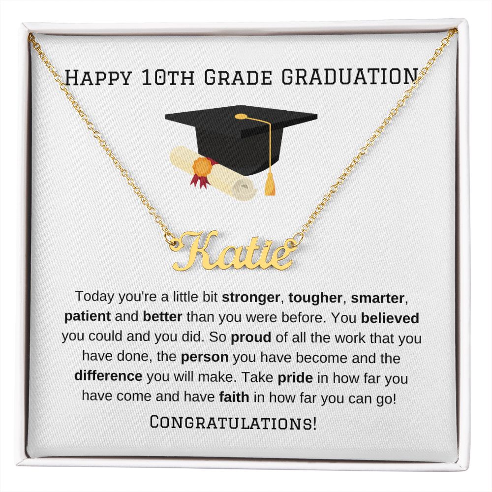 10th Grade Graduation Name Necklace Gift-[Heartfelt Family Gift]