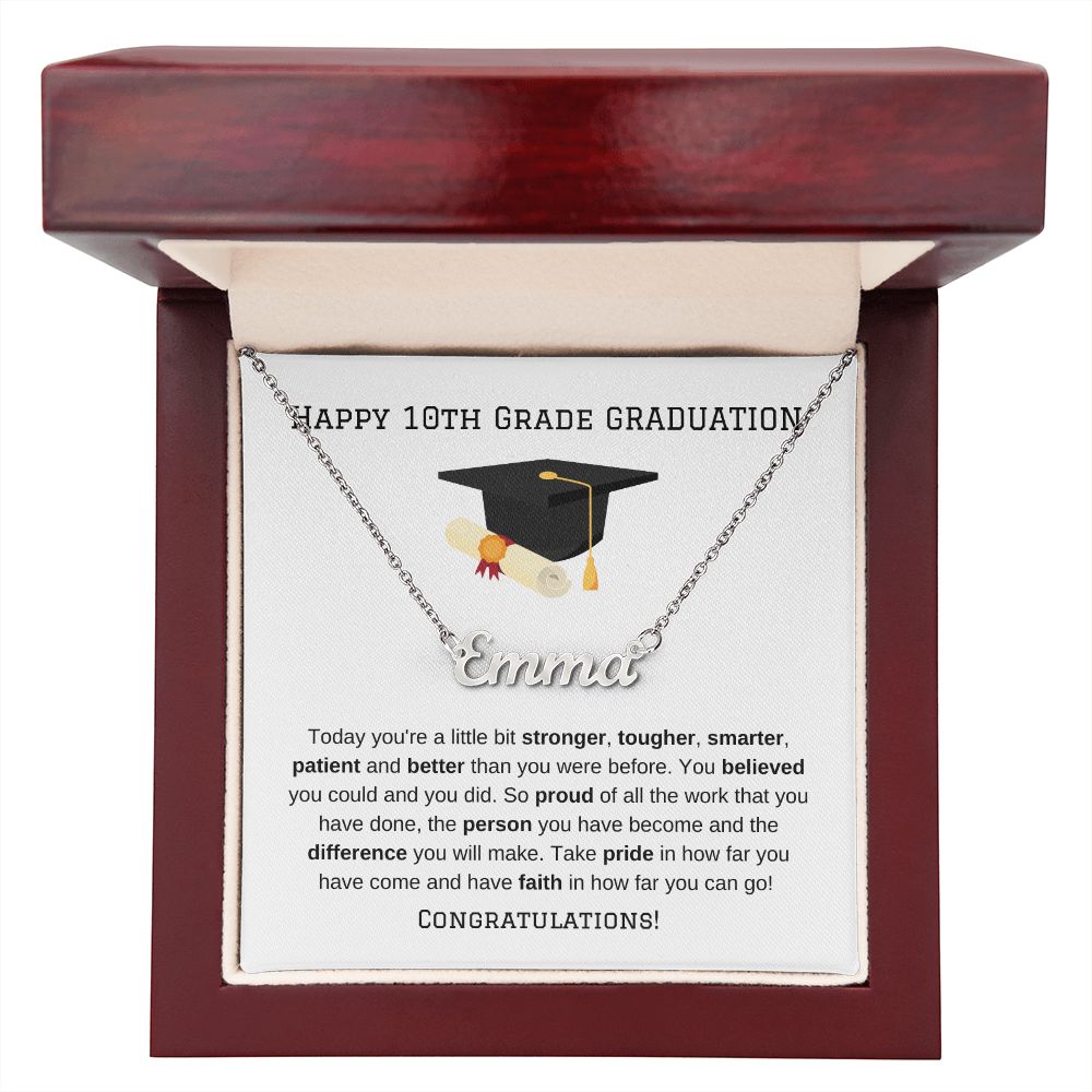 10th Grade Graduation Name Necklace Gift-[Heartfelt Family Gift]
