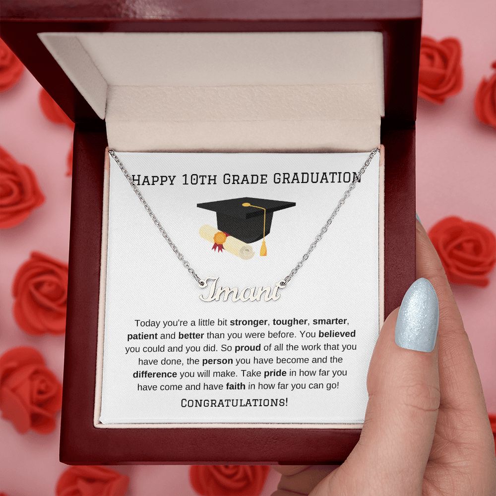10th Grade Graduation Name Necklace Gift-[Heartfelt Family Gift]