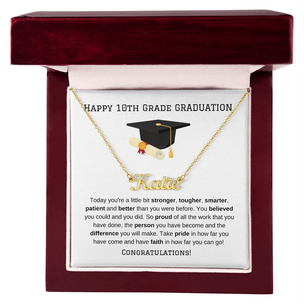 10th Grade Graduation Name Necklace Gift-[Heartfelt Family Gift]
