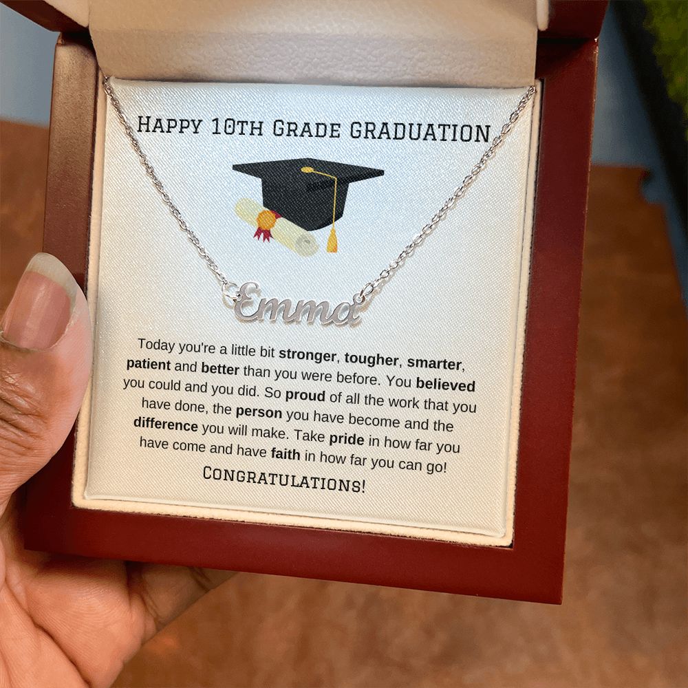 10th Grade Graduation Name Necklace Gift-[Heartfelt Family Gift]