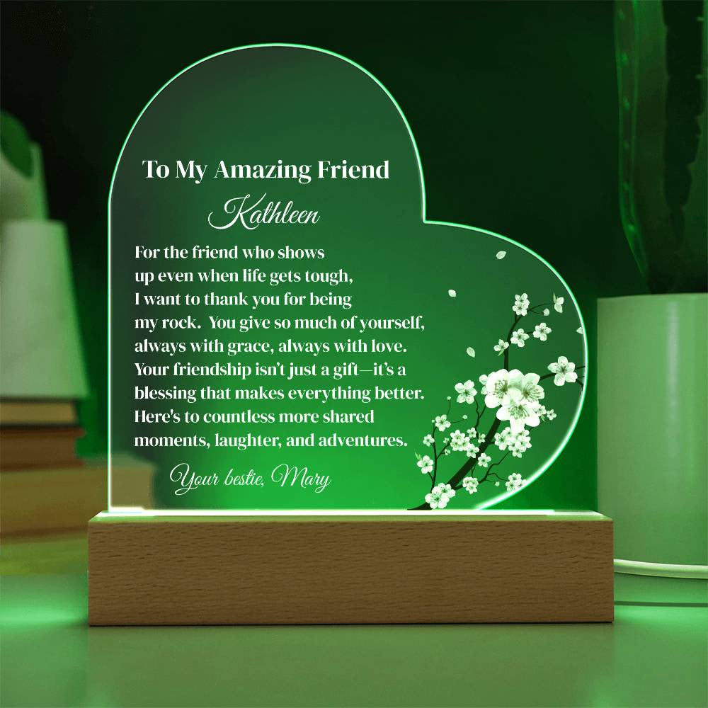 Best Friend Acrylic Heart Plaque Gift