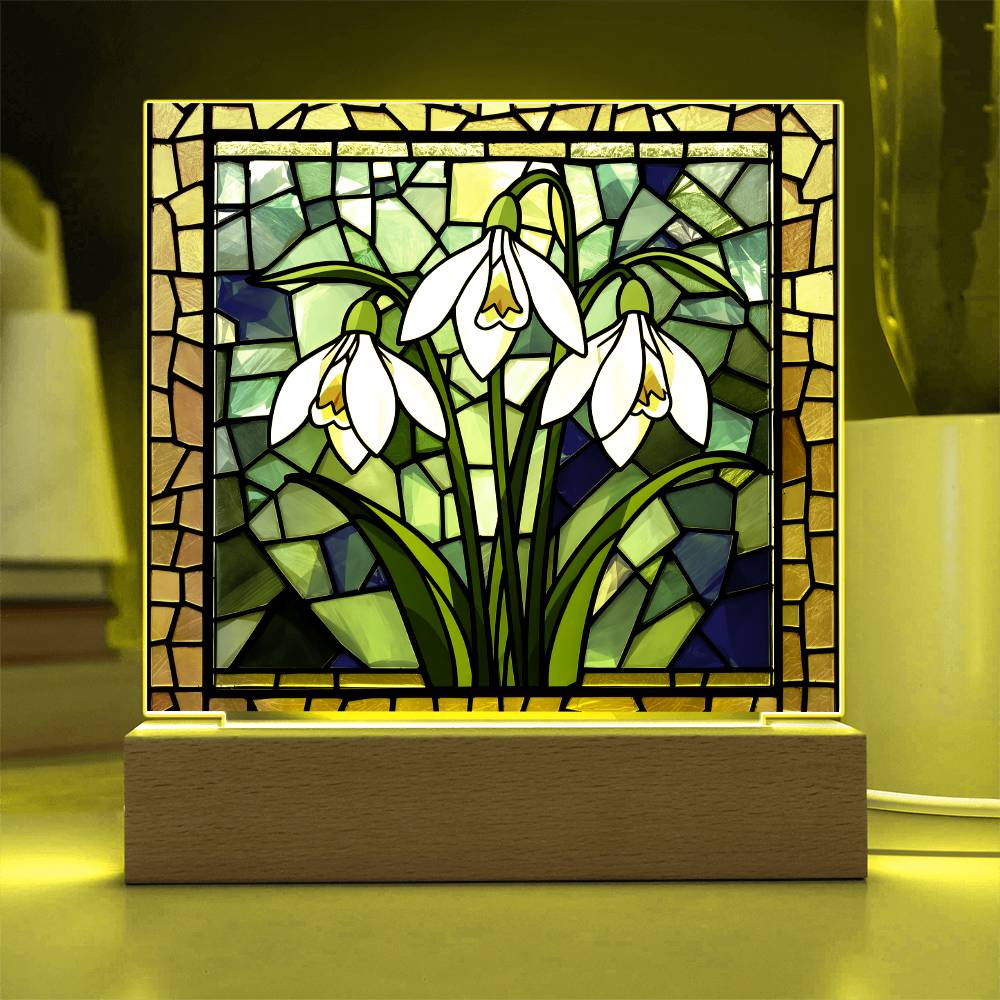 Snowdrop Acrylic Plaque Table Light