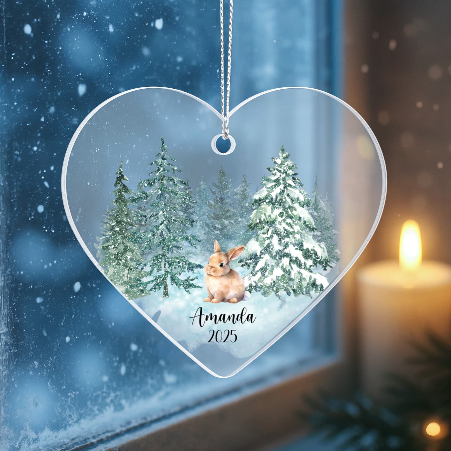 Woodland Animals Acrylic Heart Ornament