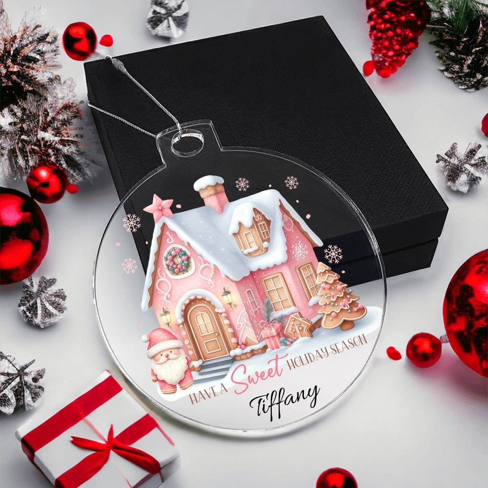 Pink holiday season Acrylic Christmas Ornament-[Heartfelt Family Gift]