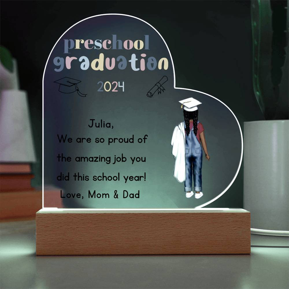 Preschool Graduation Acrylic Heart Plaque-[Heartfelt Family Gift]