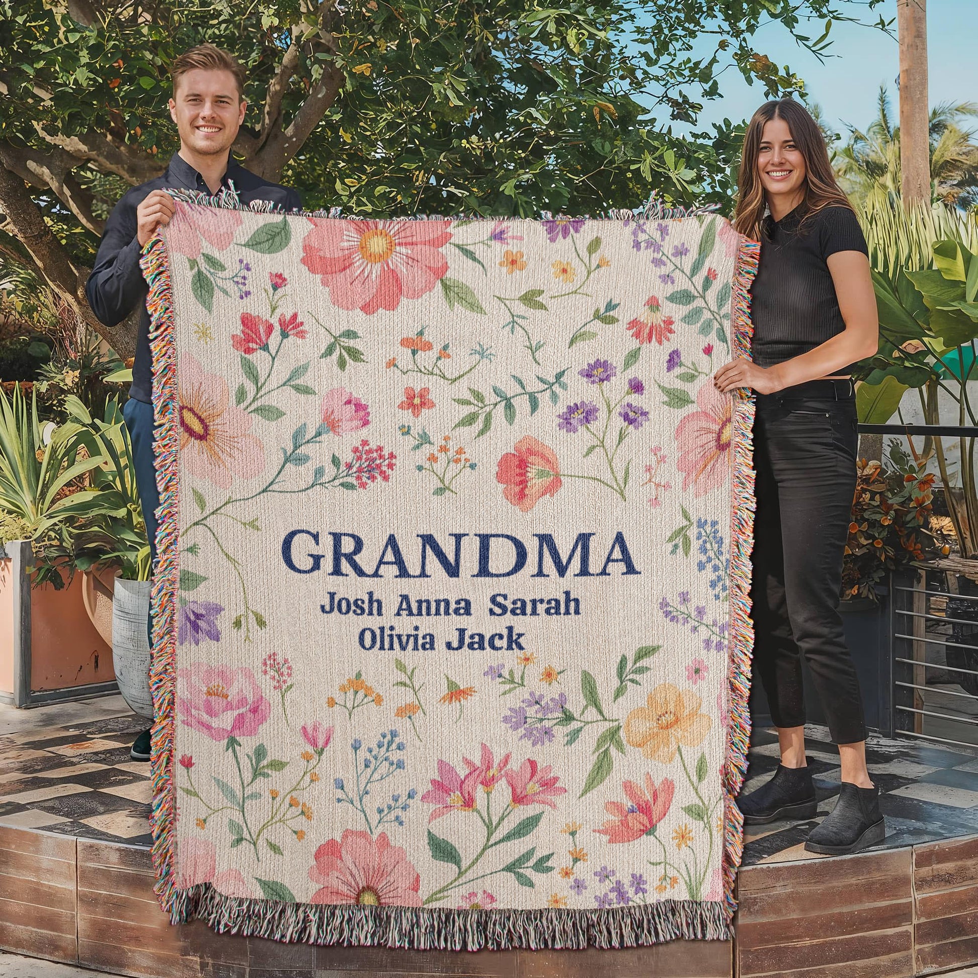 Heirloom Artwork Woven Blanket (Portrait)-[Heartfelt Family Gift]