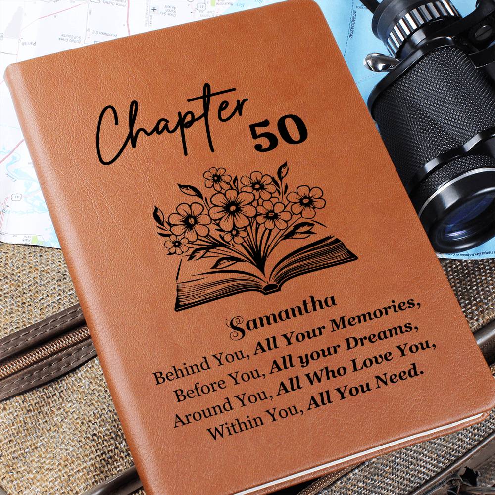 Chapter 50 Birthday Journal, Vegan Leather Journal, Milestone Birthday Gift, Personalized Birthday Book, Unique 50th Journal Gift