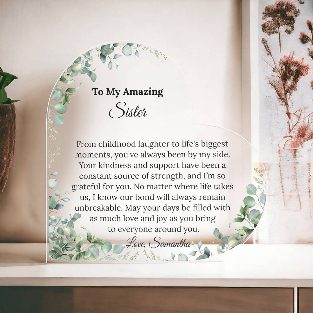 Personalized Sister Heart Plaque