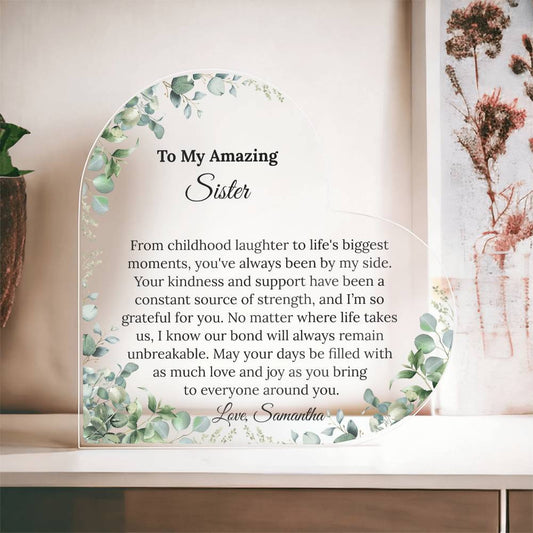 Personalized Sister Heart Plaque