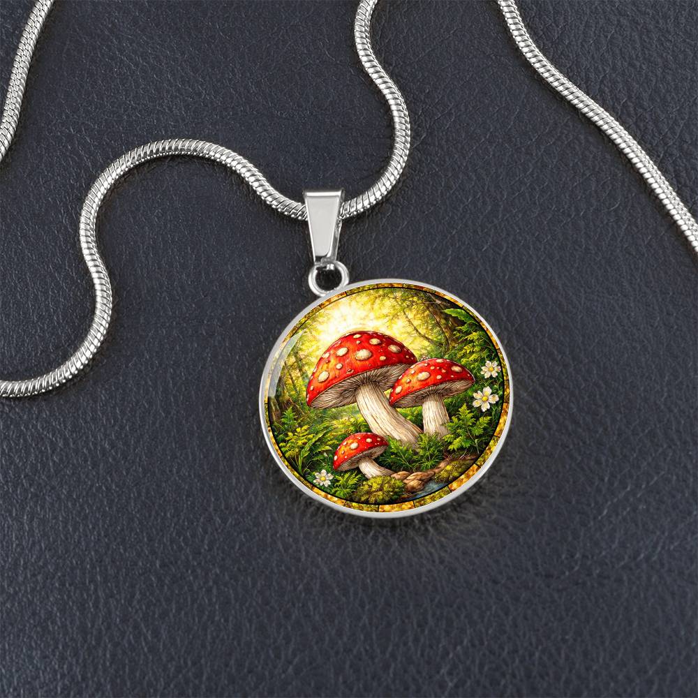 Mushroom Engraved Necklace Bracelet or Keychain