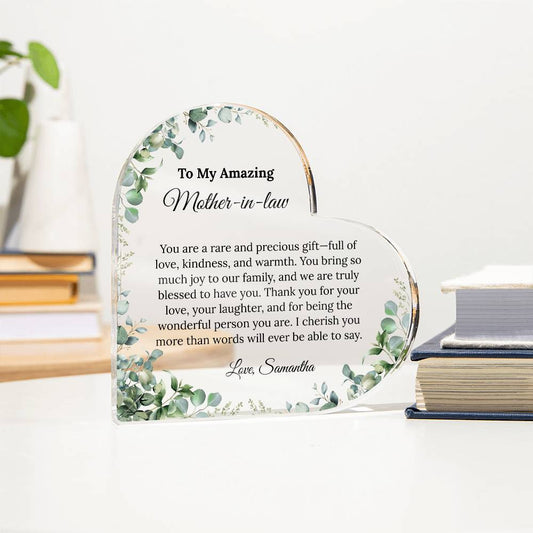 Personalized Mother in Law Heart Plaque