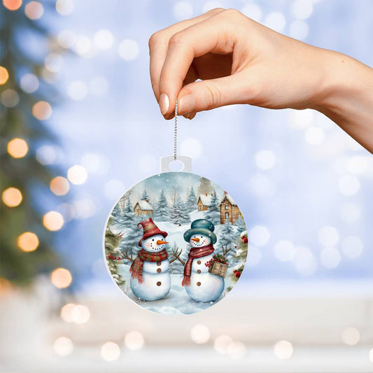 Snowmen Acrylic Christmas Ornament-[Heartfelt Family Gift]