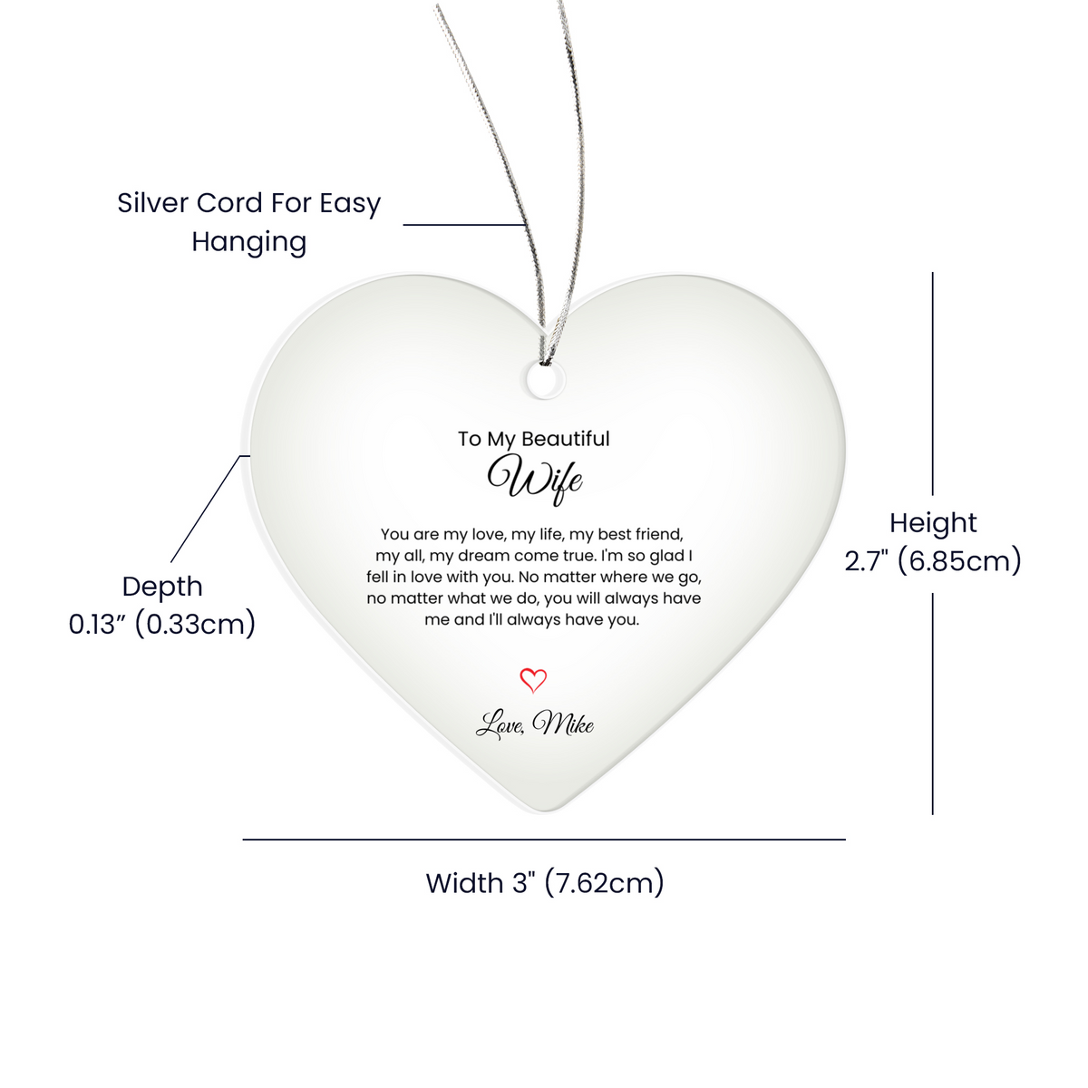 Ceramic Heart Ornament Gift for Wife