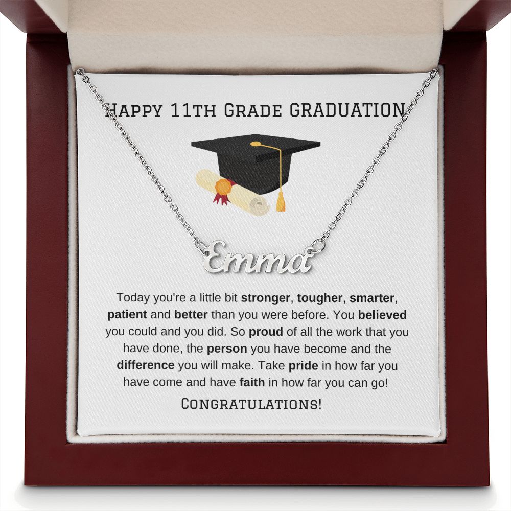 11th Grade Graduation Name Necklace Gift-[Heartfelt Family Gift]