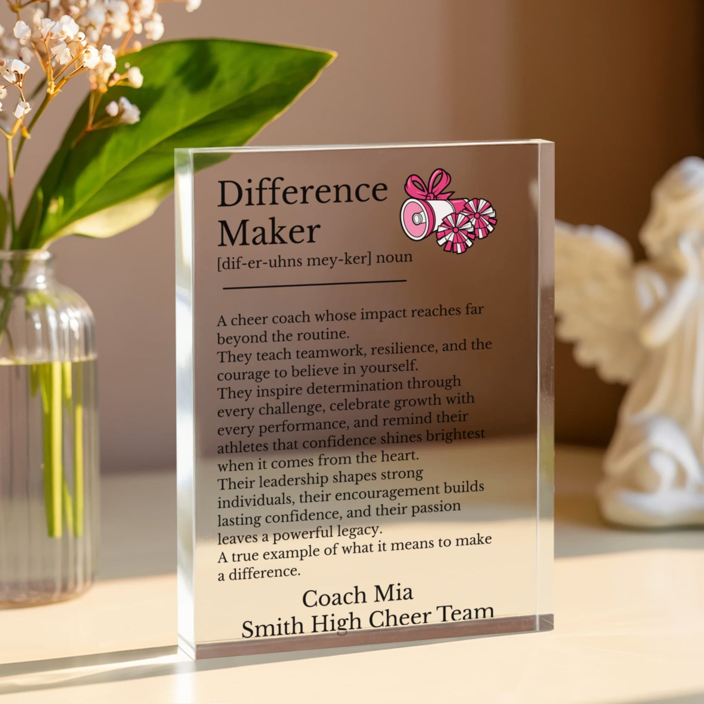 Cheer Coach Difference Maker Plaque