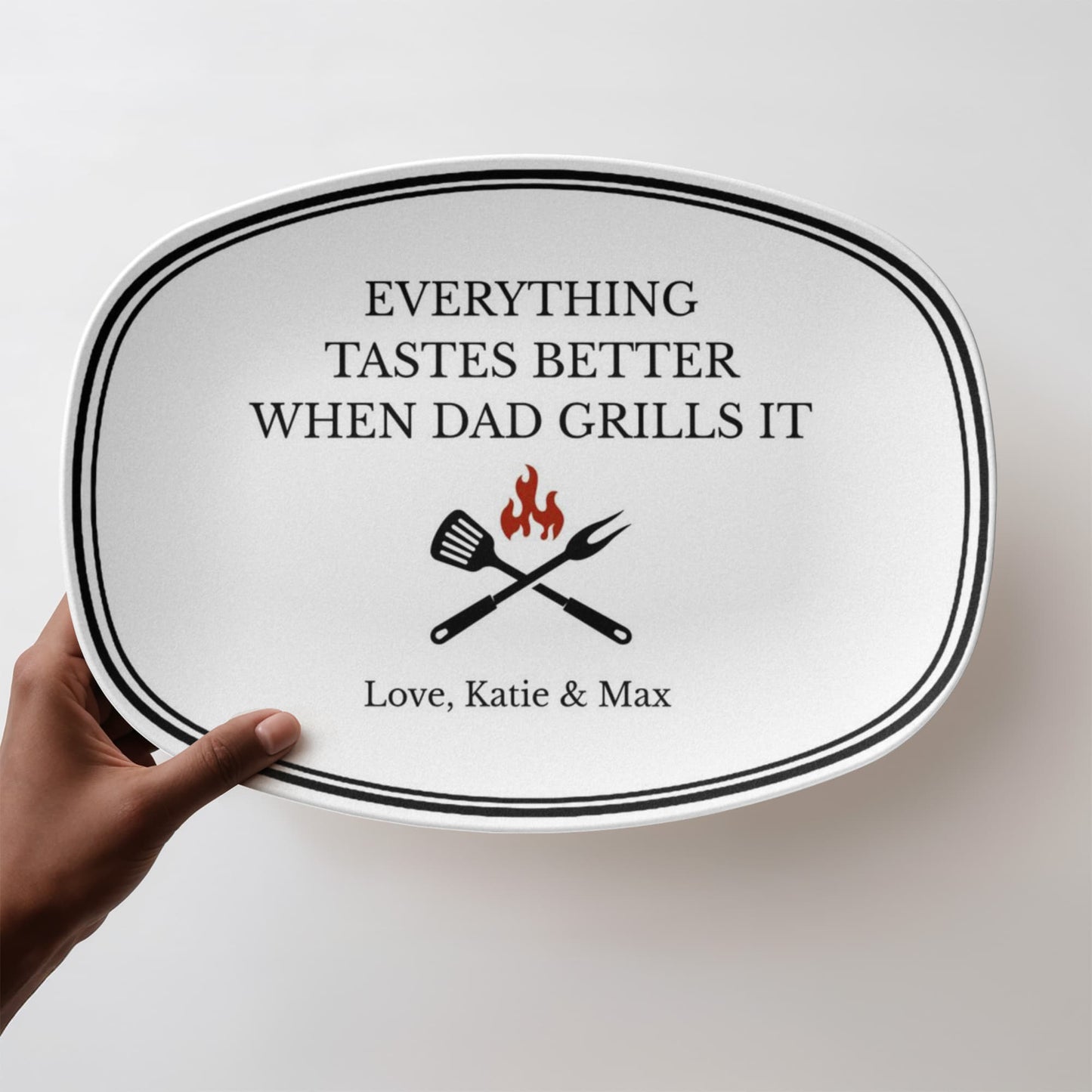 Personalized Dad's Grilling Plate, Custom BBQ Platter, Gift for Grill Master Dad, Father's Day Present, Birthday Gift