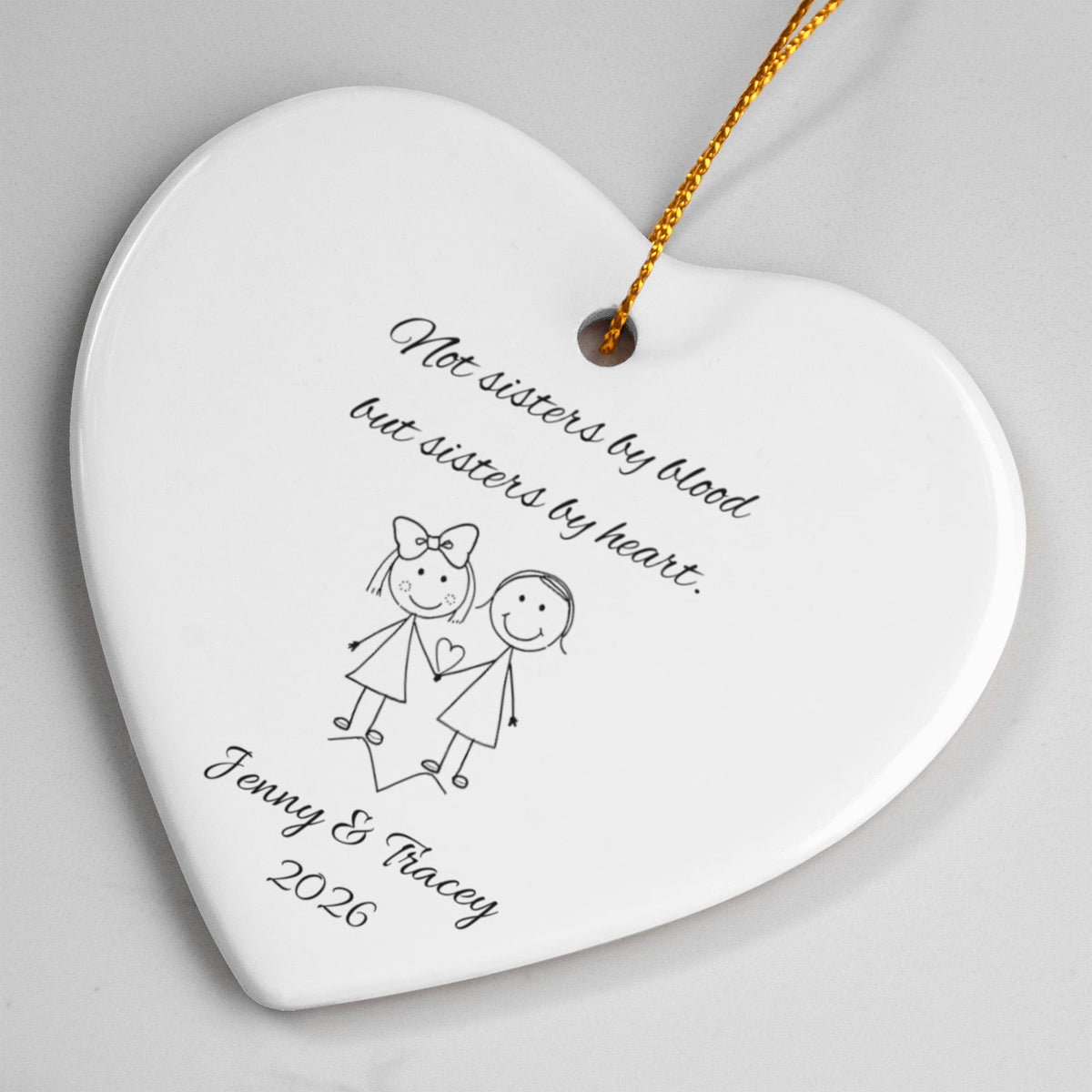 Soul Sister Best Friend Ceramic Heart Ornament