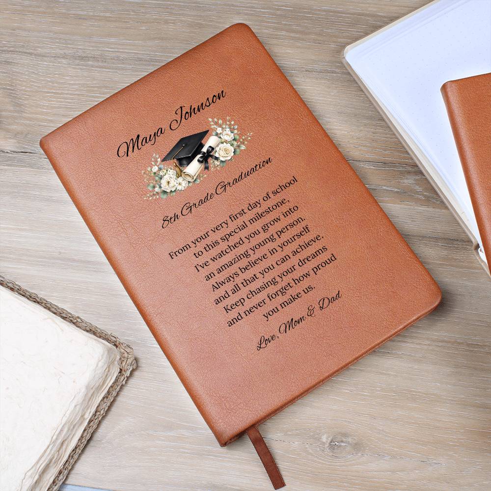 8th Grade Graduation Journal, Personalized Graduation Gift, Leather Keepsake Journal, Inspirational Message for Students, Gift for Kids
