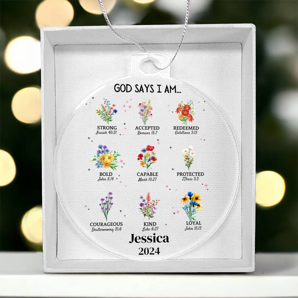 God Says I Am Wildflower Ornament-[Heartfelt Family Gift]