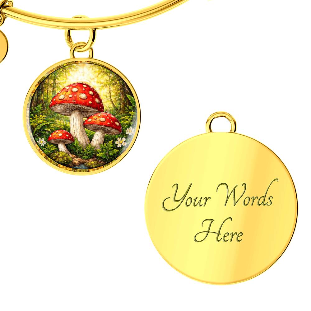 Mushroom Engraved Necklace Bracelet or Keychain