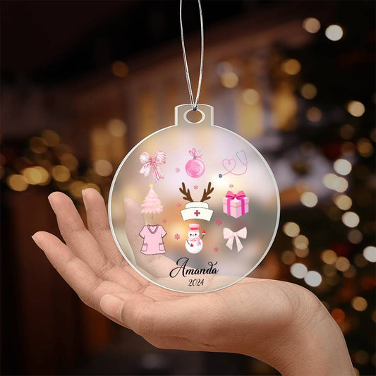 Nurse Acrylic Christmas Ornament-[Heartfelt Family Gift]