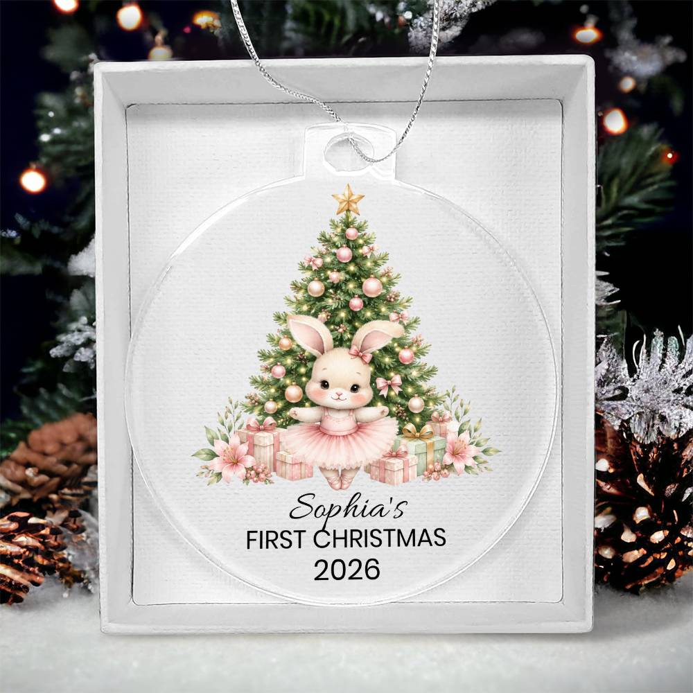Ballet Bunny Kids Christmas Ornament