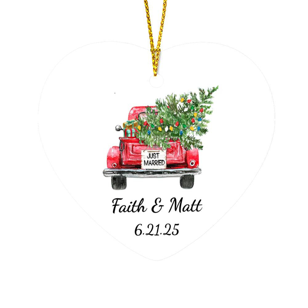 1st Christmas Married Heart Ornament-[Heartfelt Family Gift]