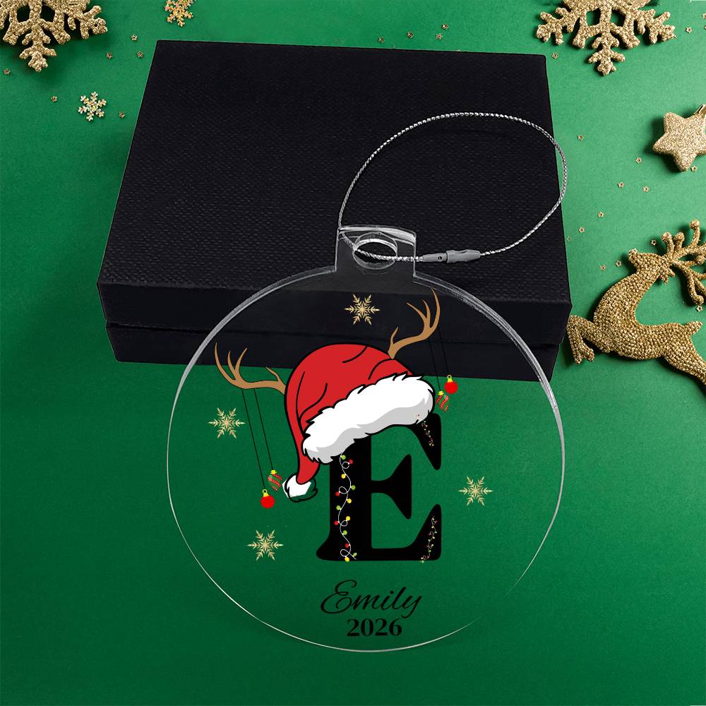Personalized Letter Name Santa Hat Christmas Ornament