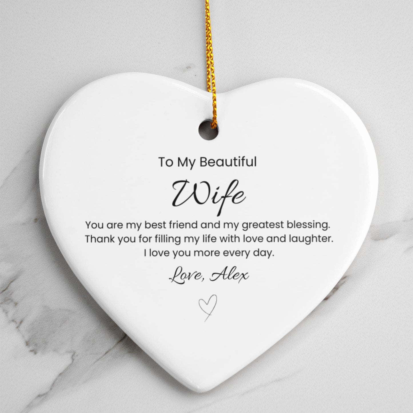 Ceramic Heart Ornament Gift for Wife
