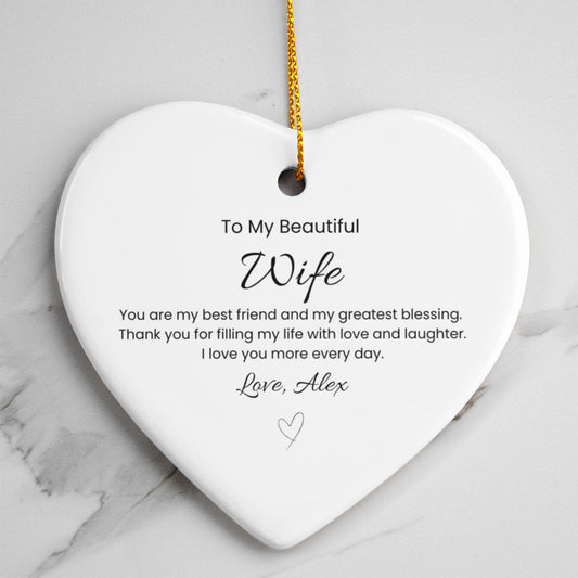 Ceramic Heart Ornament Gift for Wife