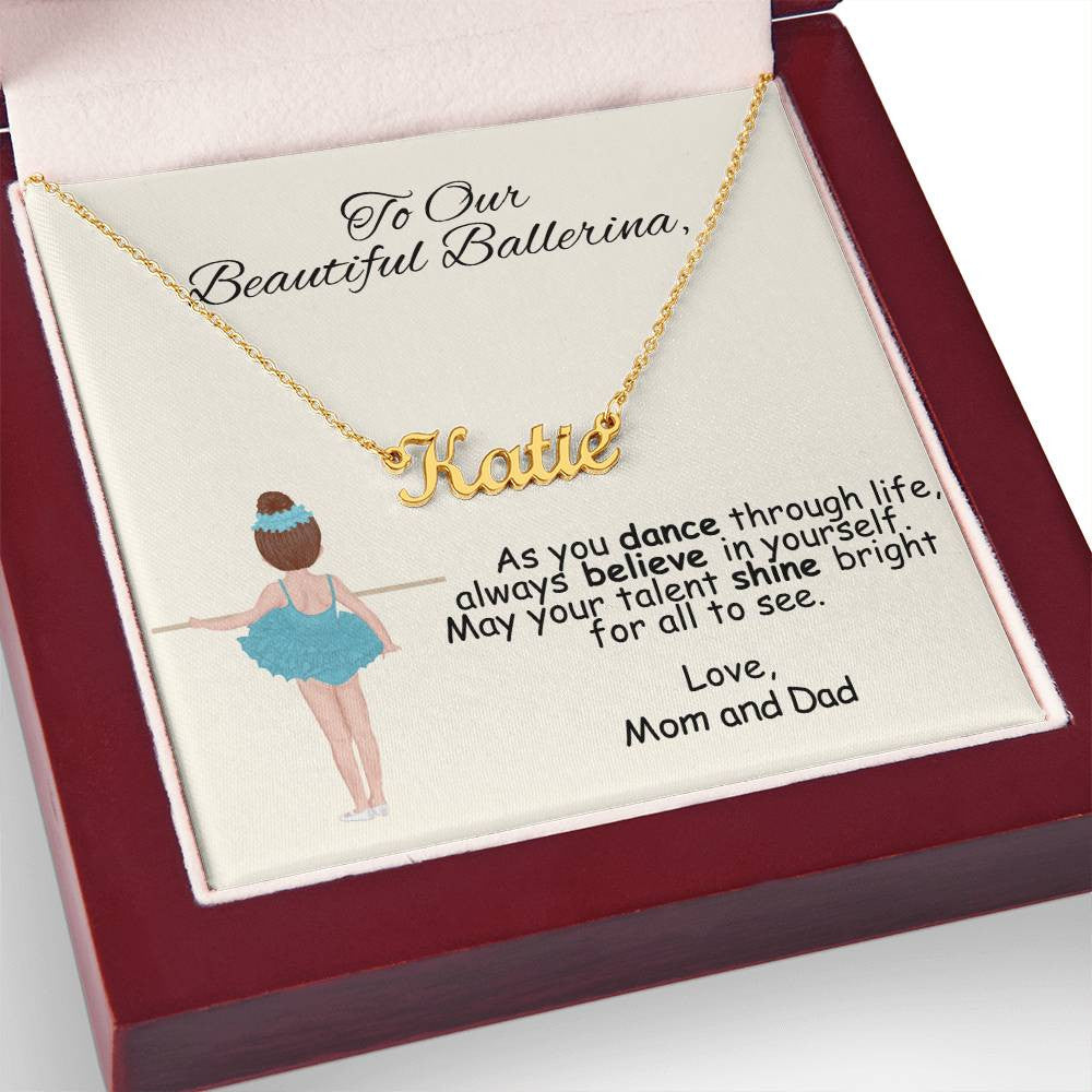 Ballerina Name Necklace with Custom Ballerina-[Heartfelt Family Gift]