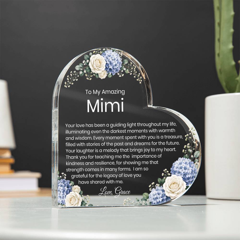 Mimi Acrylic Heart Plaque Gift for Grandma