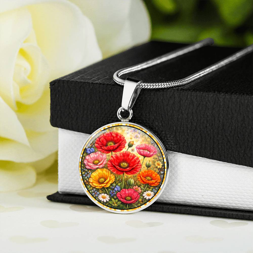 Personalized Peony Flowers Engraved Necklace Bracelet or Keychain