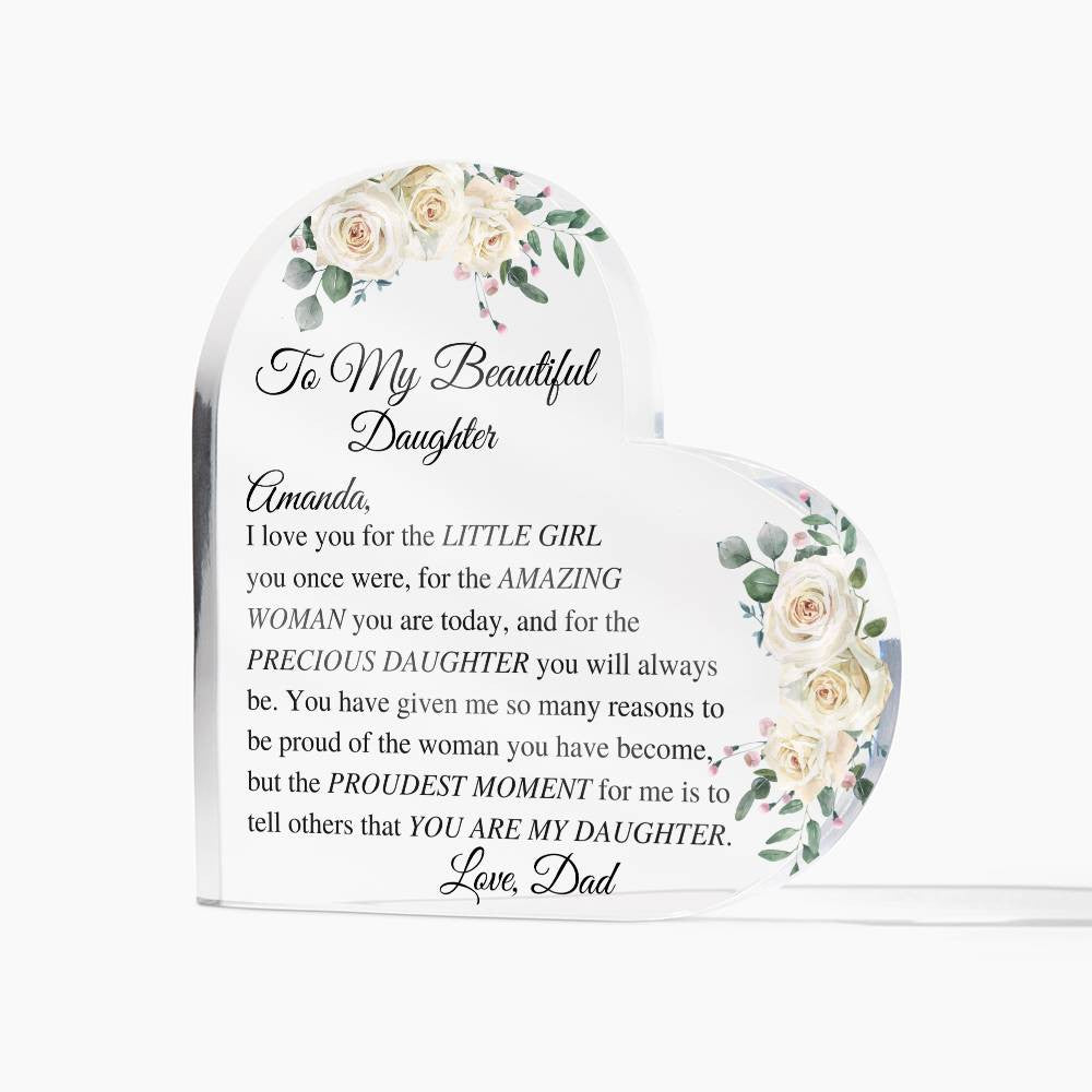 Daughter Acrylic Heart Plaque-[Heartfelt Family Gift]