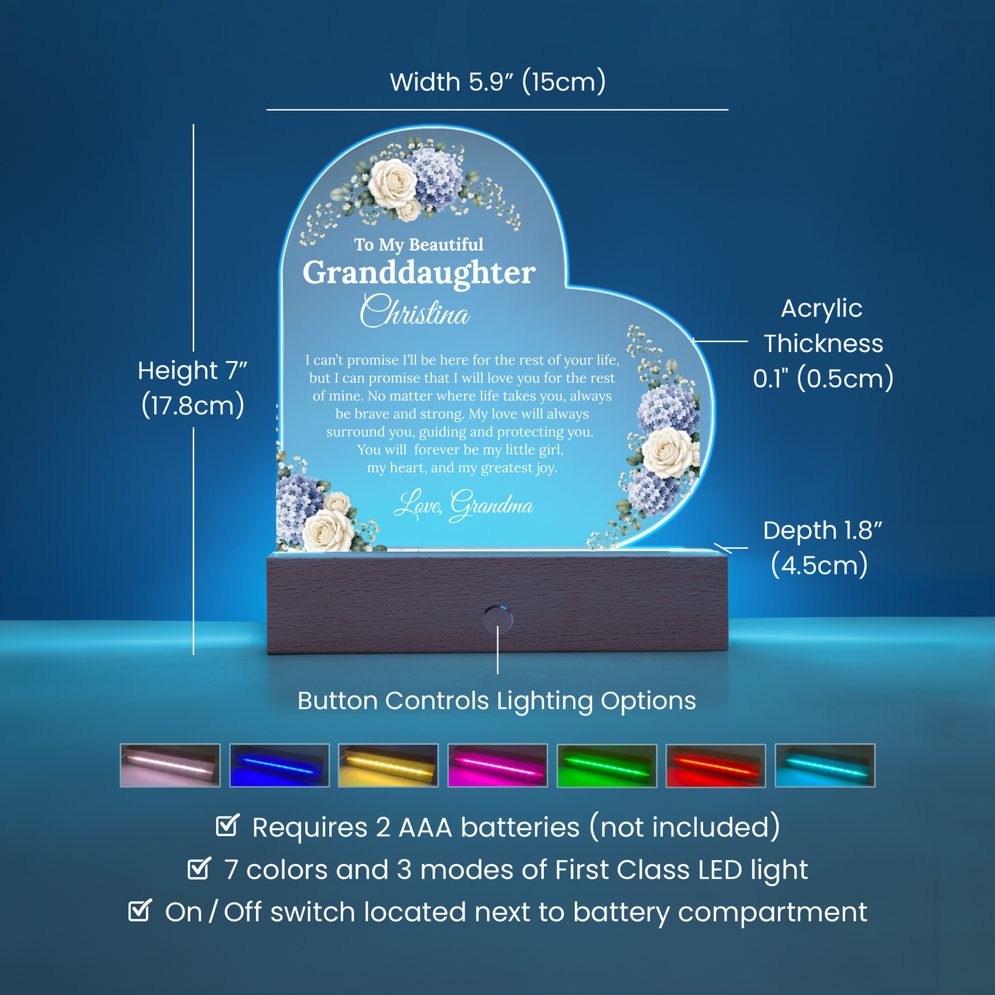 Granddaughter Lighted Acrylic Heart Plaque Gift