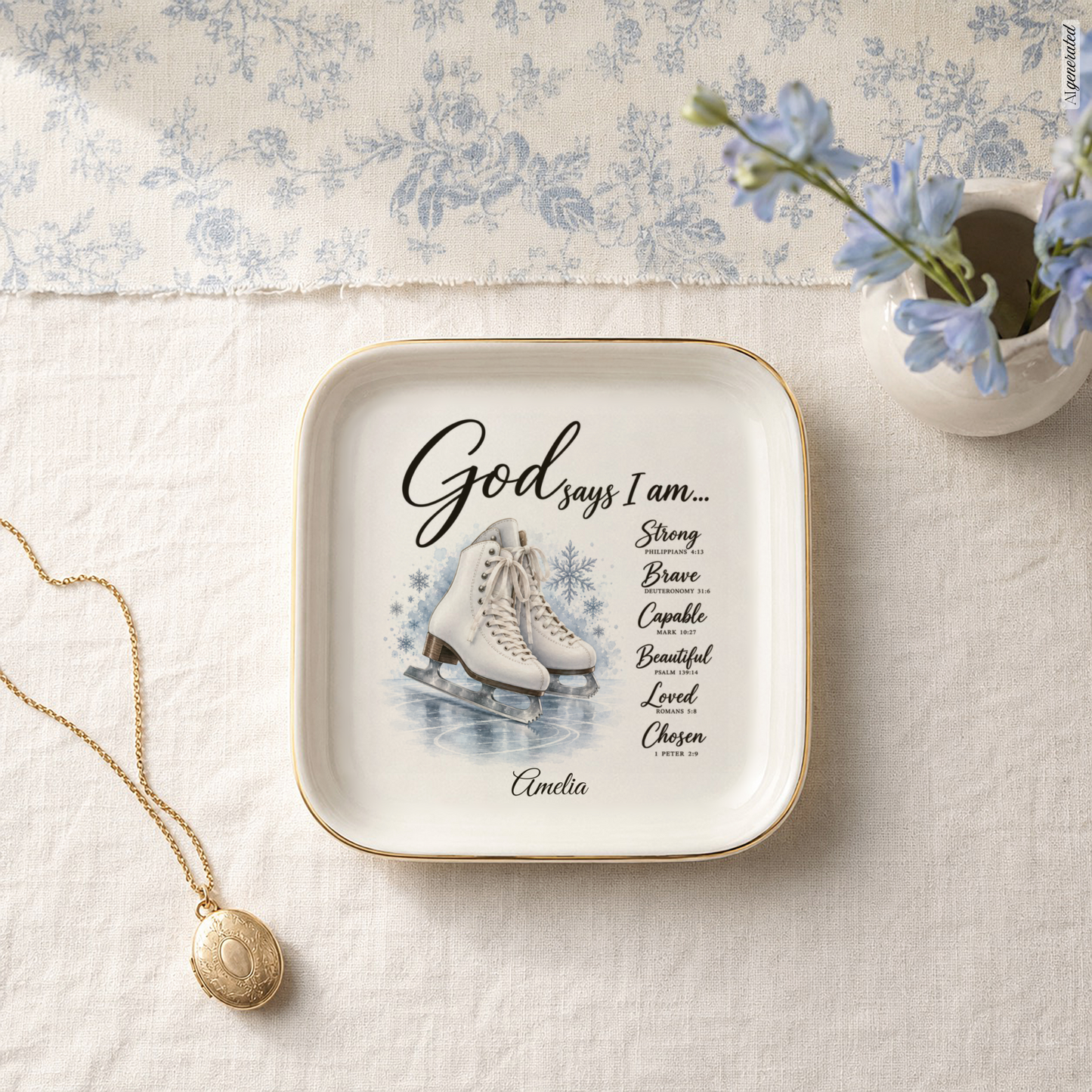Ice Skating Christian Jewelry Dish Trinket Tray