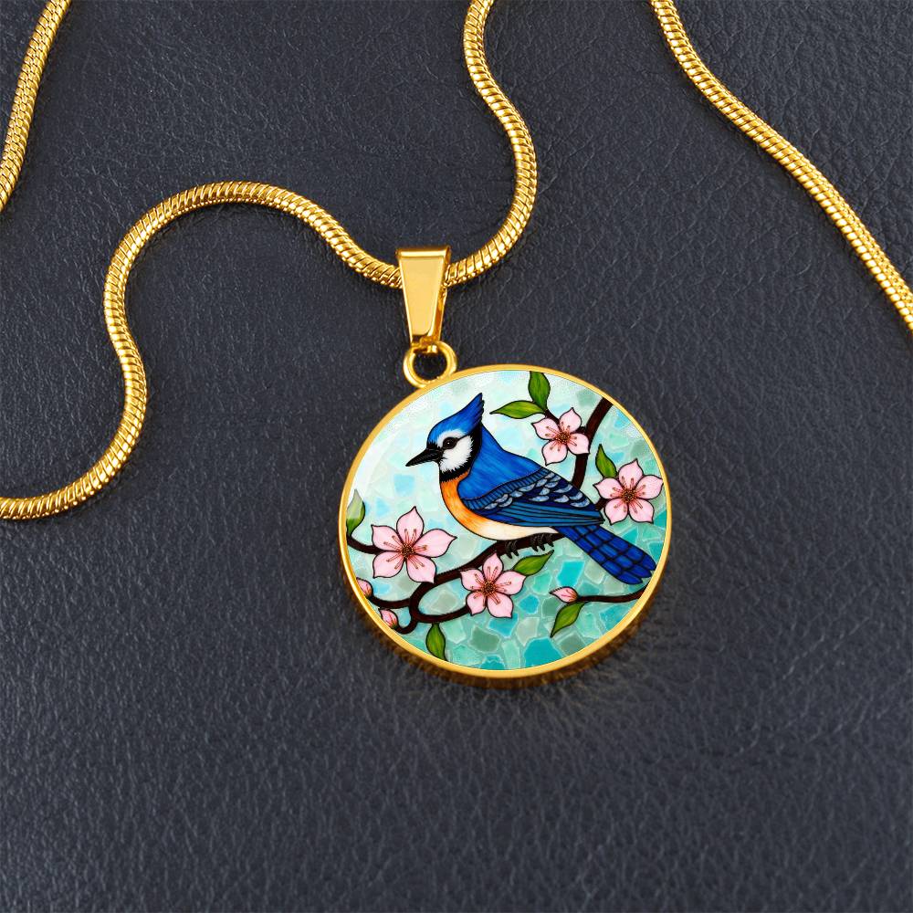 Bluebird Floral Necklace with Engraving