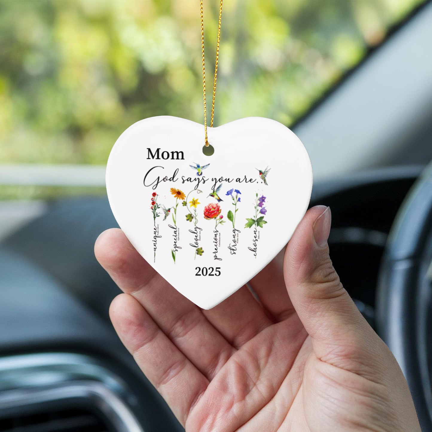Mom Ceramic Heart Ornament
