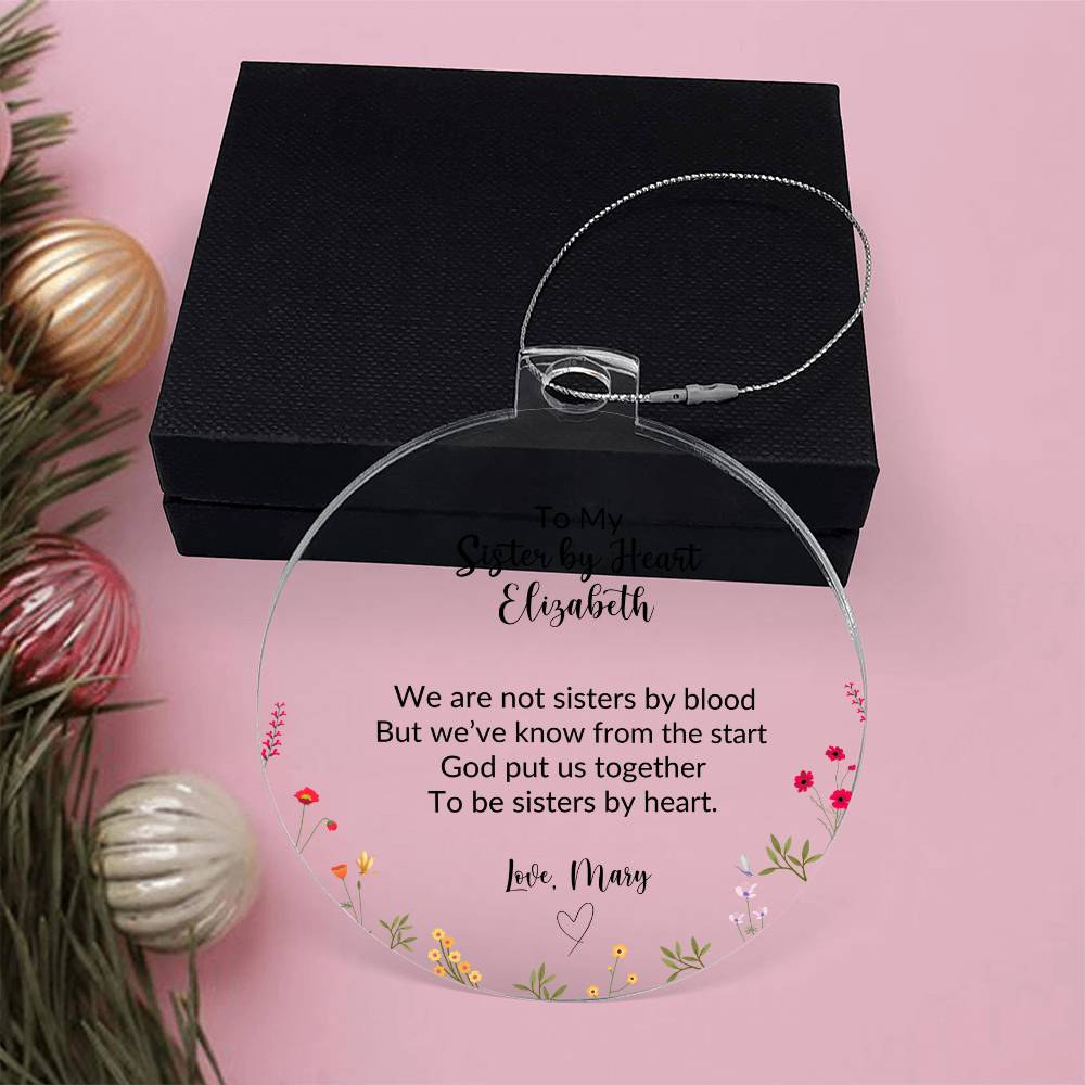 Sisters By Heart Acrylic Christmas Ornament